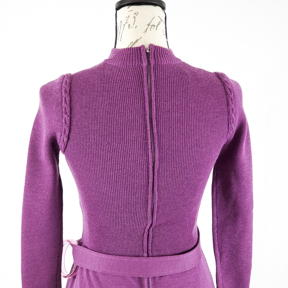 Vintage Alvin's Wool Dress Purple Size 8 - Picture 7 of 15